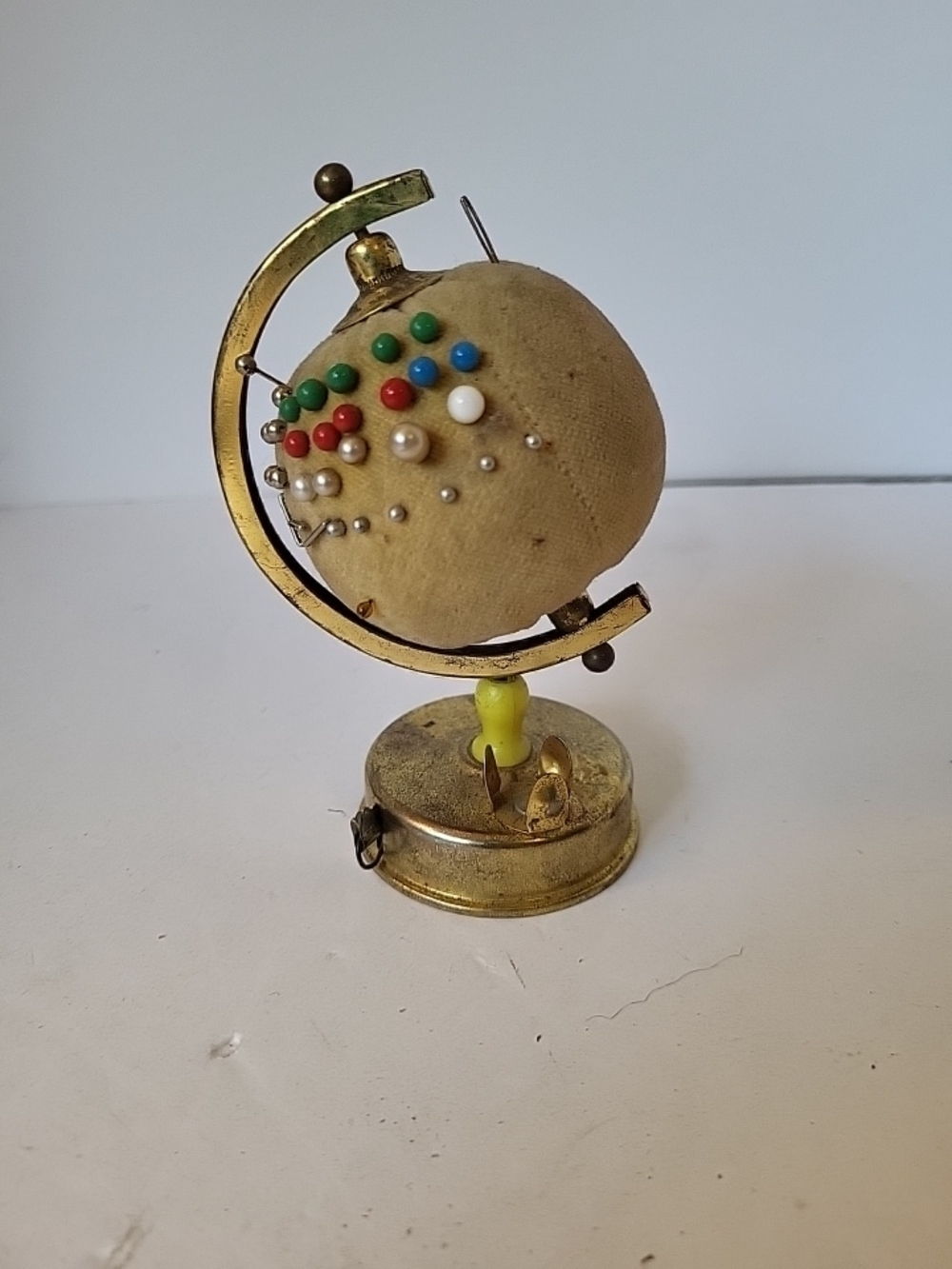 Vintage 1950s Velvet Globe Pin Cushion